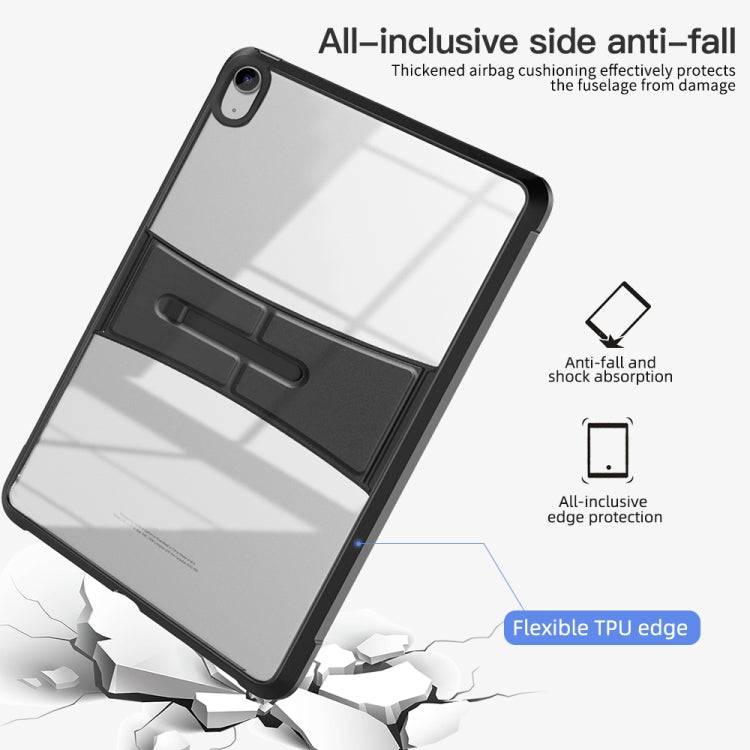 For iPad 2025 / 2022 Acrylic TPU Transparent Tablet Protective Case with Holder(Black) - iPad 2025 / 2022 Cases by buy2fix | Online Shopping UK | buy2fix