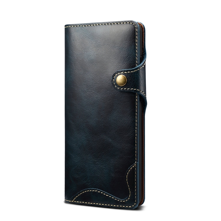 For Samsung Galaxy S20+ Denior Oil Wax Cowhide Magnetic Button Genuine Leather Case(Dark Blue) - Galaxy Phone Cases by Denior | Online Shopping UK | buy2fix