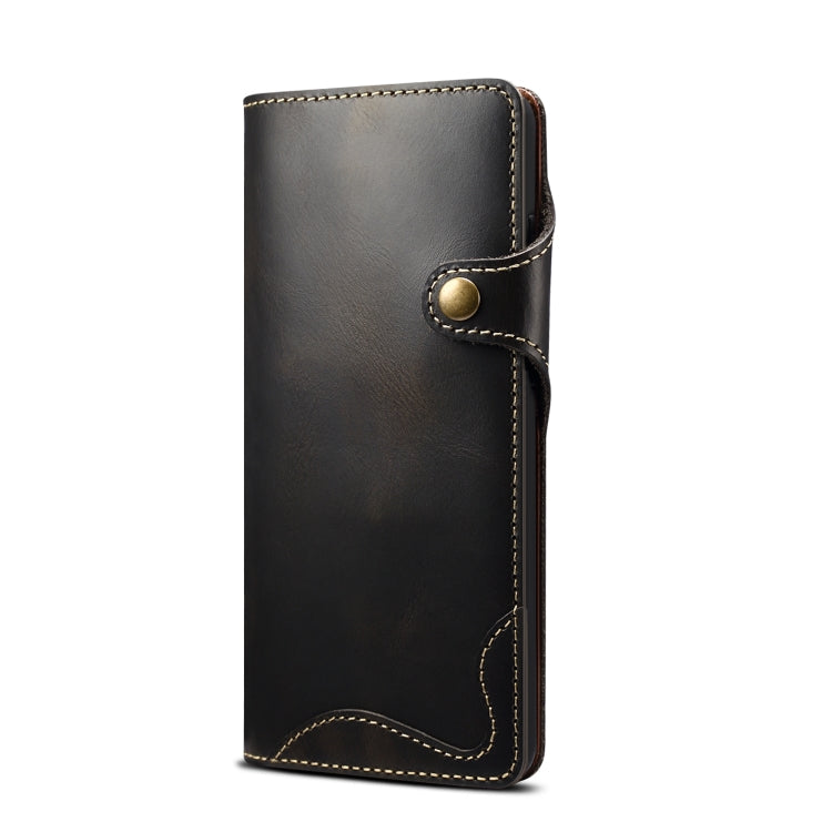 For Samsung Galaxy Note20 Denior Oil Wax Cowhide Magnetic Button Genuine Leather Case(Black) - Galaxy Note20 Cases by Denior | Online Shopping UK | buy2fix
