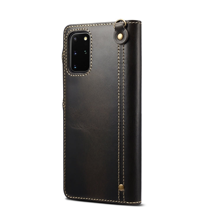 For Samsung Galaxy Note20 Denior Oil Wax Cowhide Magnetic Button Genuine Leather Case(Black) - Galaxy Note20 Cases by Denior | Online Shopping UK | buy2fix