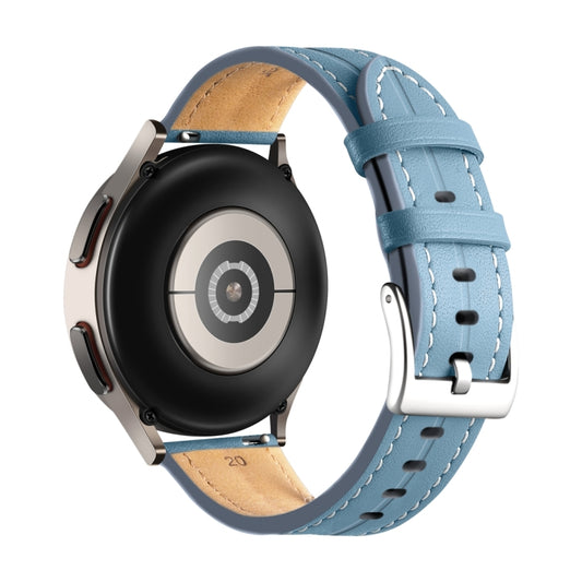 20mm Unusual Fluted Leather Watch Band(Blue) by buy2fix