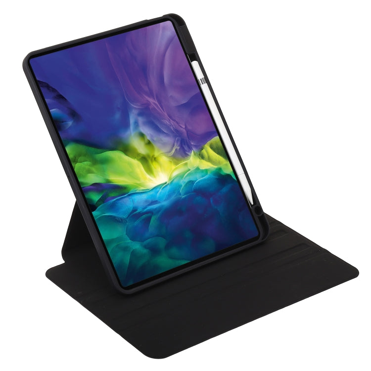 For iPad Pro 11 2022 / 2021 / 2020 / 2018 / Air 2022 / 2020 10.9 3-Fold 360 Rotation Acrylic Leather Smart Tablet Case(Black) - iPad Pro 11 (2022/2021) Cases by buy2fix | Online Shopping UK | buy2fix