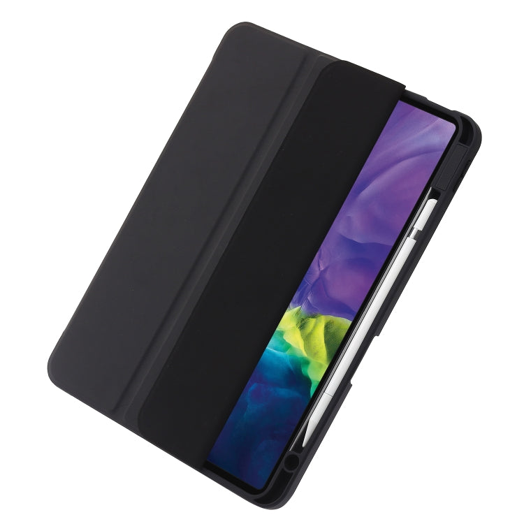 For iPad Pro 11 2022 / 2021 / 2020 / 2018 / Air 2022 / 2020 10.9 3-Fold 360 Rotation Acrylic Leather Smart Tablet Case(Black) - iPad Pro 11 (2022/2021) Cases by buy2fix | Online Shopping UK | buy2fix