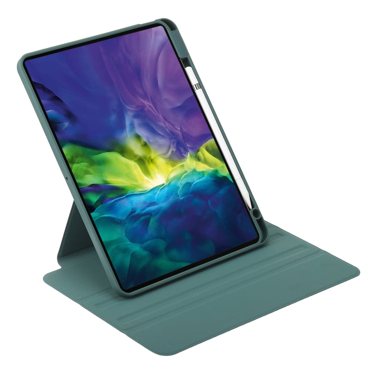 For iPad Pro 11 2022 / 2021 / 2020 / 2018 / Air 2022 / 2020 10.9 3-Fold 360 Rotation Acrylic Leather Smart Tablet Case(Deep Green) - iPad Pro 11 (2022/2021) Cases by buy2fix | Online Shopping UK | buy2fix