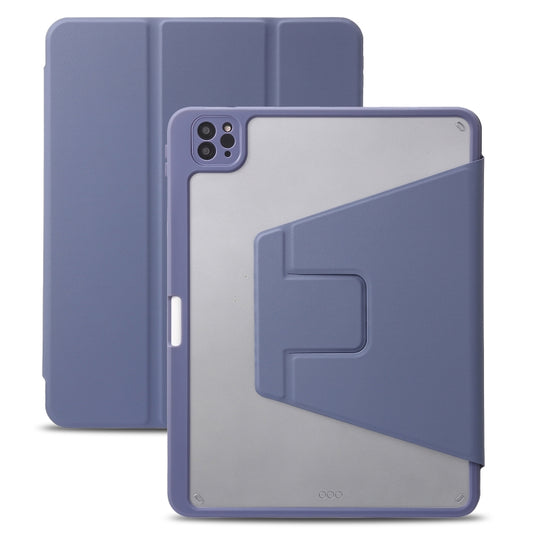 For iPad Pro 11 2022 / 2021 / 2020 / 2018 / Air 2022 / 2020 10.9 3-Fold 360 Rotation Acrylic Leather Smart Tablet Case(Lavender Purple Gray) - iPad Pro 11 (2022/2021) Cases by buy2fix | Online Shopping UK | buy2fix