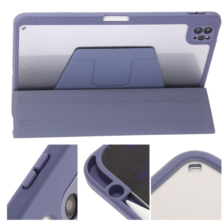 For iPad Pro 11 2022 / 2021 / 2020 / 2018 / Air 2022 / 2020 10.9 3-Fold 360 Rotation Acrylic Leather Smart Tablet Case(Lavender Purple Gray) - iPad Pro 11 (2022/2021) Cases by buy2fix | Online Shopping UK | buy2fix