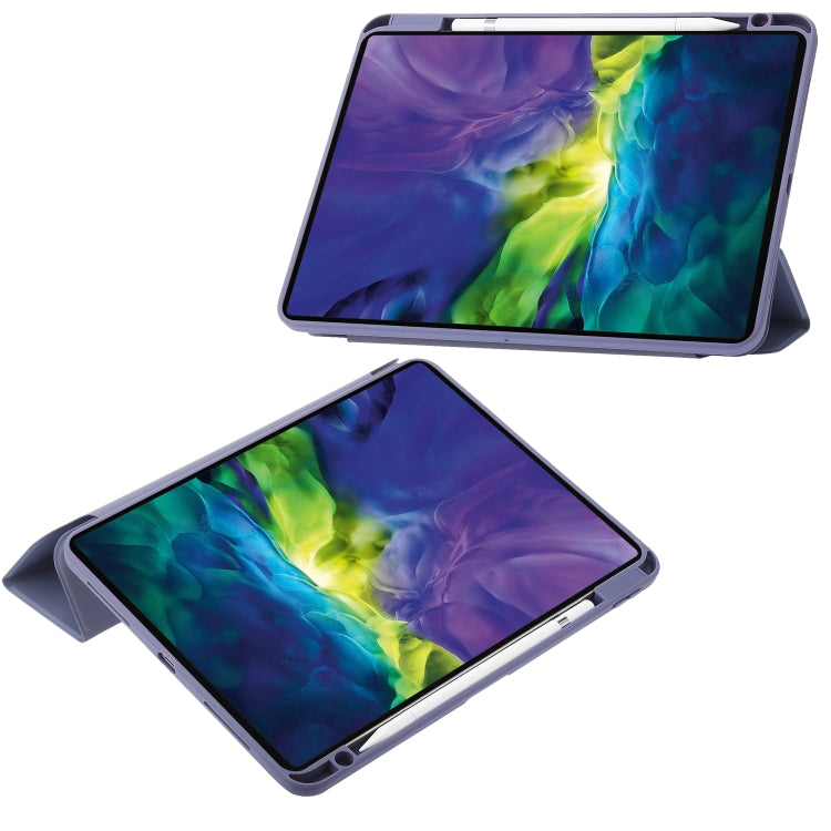 For iPad Pro 11 2022 / 2021 / 2020 / 2018 / Air 2022 / 2020 10.9 3-Fold 360 Rotation Acrylic Leather Smart Tablet Case(Lavender Purple Gray) - iPad Pro 11 (2022/2021) Cases by buy2fix | Online Shopping UK | buy2fix