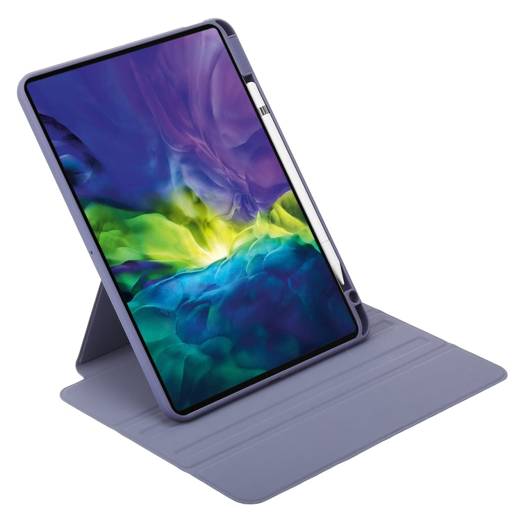 For iPad Pro 11 2022 / 2021 / 2020 / 2018 / Air 2022 / 2020 10.9 3-Fold 360 Rotation Acrylic Leather Smart Tablet Case(Lavender Purple Gray) - iPad Pro 11 (2022/2021) Cases by buy2fix | Online Shopping UK | buy2fix