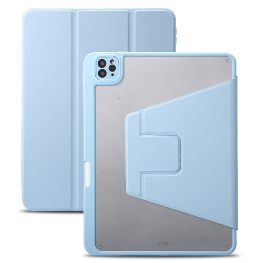 For iPad Pro 11 2022 / 2021 / 2020 / 2018 / Air 2022 / 2020 10.9 3-Fold 360 Rotation Acrylic Leather Smart Tablet Case(Baby Blue) - iPad Pro 11 (2022/2021) Cases by buy2fix | Online Shopping UK | buy2fix