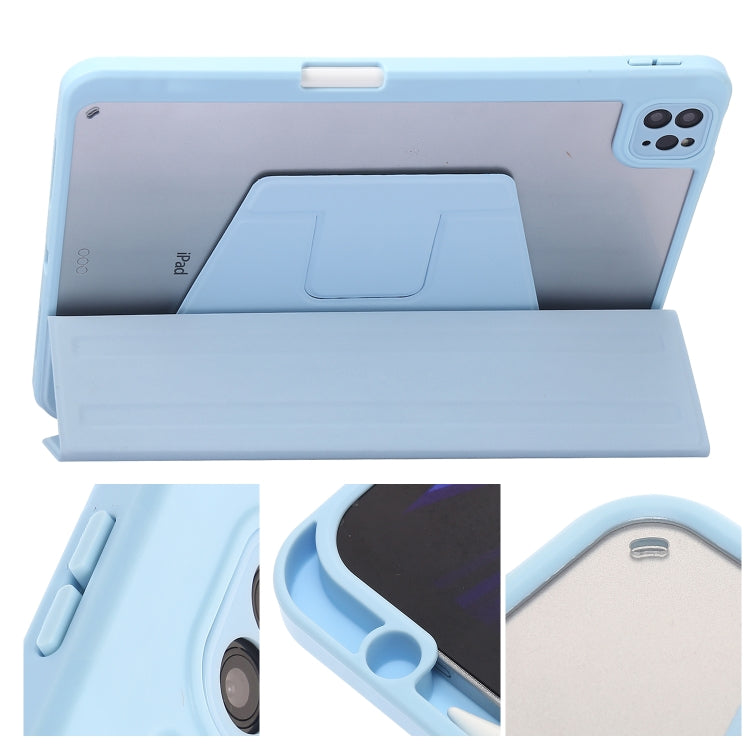 For iPad Pro 11 2022 / 2021 / 2020 / 2018 / Air 2022 / 2020 10.9 3-Fold 360 Rotation Acrylic Leather Smart Tablet Case(Baby Blue) - iPad Pro 11 (2022/2021) Cases by buy2fix | Online Shopping UK | buy2fix