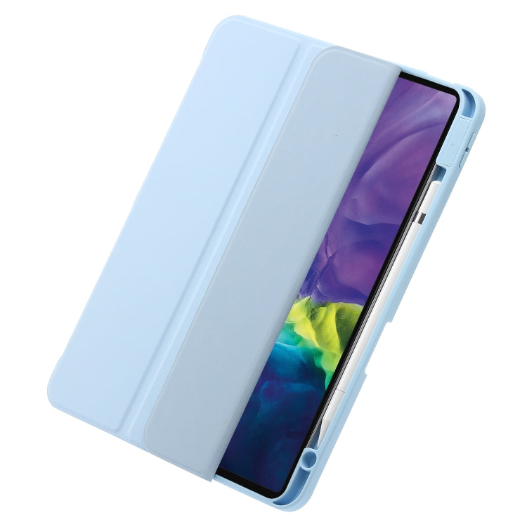 For iPad Pro 11 2022 / 2021 / 2020 / 2018 / Air 2022 / 2020 10.9 3-Fold 360 Rotation Acrylic Leather Smart Tablet Case(Baby Blue) - iPad Pro 11 (2022/2021) Cases by buy2fix | Online Shopping UK | buy2fix