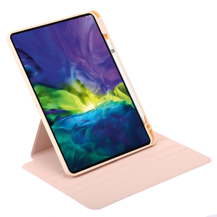 For iPad Air 13 2025 / 2024 / Pro 12.9 2022 3-Fold 360 Rotation Acrylic Leather Smart Tablet Case(Pink) - iPad Pro 12.9 (2022/2021) Cases by buy2fix | Online Shopping UK | buy2fix