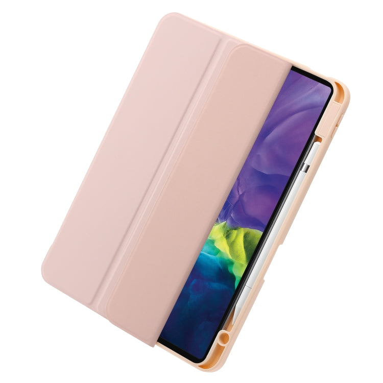 For iPad Air 13 2025 / 2024 / Pro 12.9 2022 3-Fold 360 Rotation Acrylic Leather Smart Tablet Case(Pink) - iPad Pro 12.9 (2022/2021) Cases by buy2fix | Online Shopping UK | buy2fix