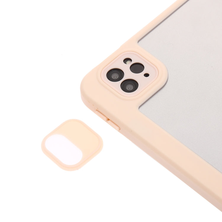 For iPad Air 13 2025 / 2024 / Pro 12.9 2022 3-Fold 360 Rotation Acrylic Leather Smart Tablet Case(Pink) - iPad Pro 12.9 (2022/2021) Cases by buy2fix | Online Shopping UK | buy2fix