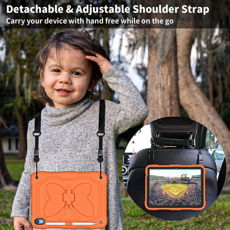 For iPad 2025 / 2022 Butterfly Kickstand Heavy Duty Hard Rugged Tablet Case(Gold Orange) - iPad 2025 / 2022 Cases by buy2fix | Online Shopping UK | buy2fix