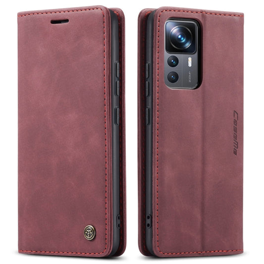 For Xiaomi 12T / 12T Pro CaseMe 013 Multifunctional Horizontal Flip Leather Phone Case(Wine Red) by CaseMe