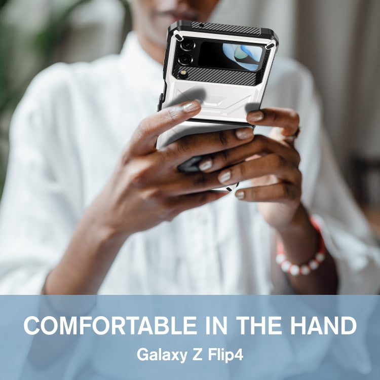 For Samsung Galaxy Z Flip4 5G SM-F721 Armored All-inclusive Shockproof Folding Phone Case(White) - Galaxy Z Flip4 5G Cases by buy2fix | Online Shopping UK | buy2fix