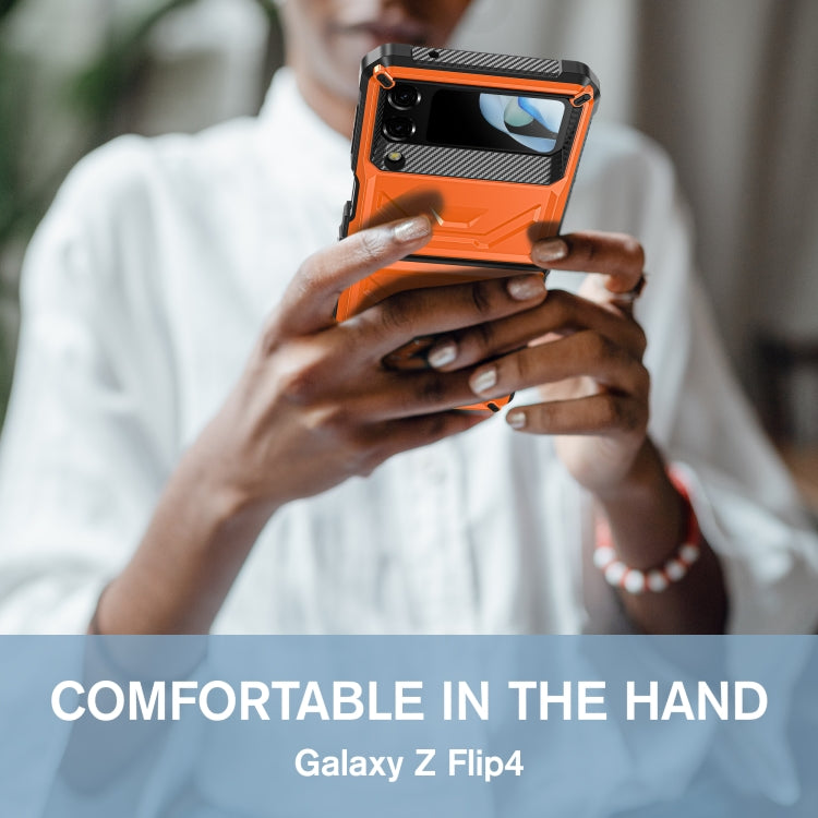 For Samsung Galaxy Z Flip4 5G SM-F721 Armored All-inclusive Shockproof Folding Phone Case(Orange) - Galaxy Z Flip4 5G Cases by buy2fix | Online Shopping UK | buy2fix