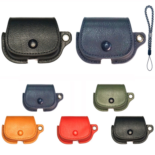 For AirPods 1 / 2 Backpack Style PU Leather Earphone Protective Case with Lanyard(Dark Blue) by buy2fix