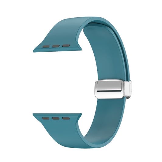 Folding Buckle Silicone Watch Band For Apple Watch Ultra 49mm(Cyan) by buy2fix