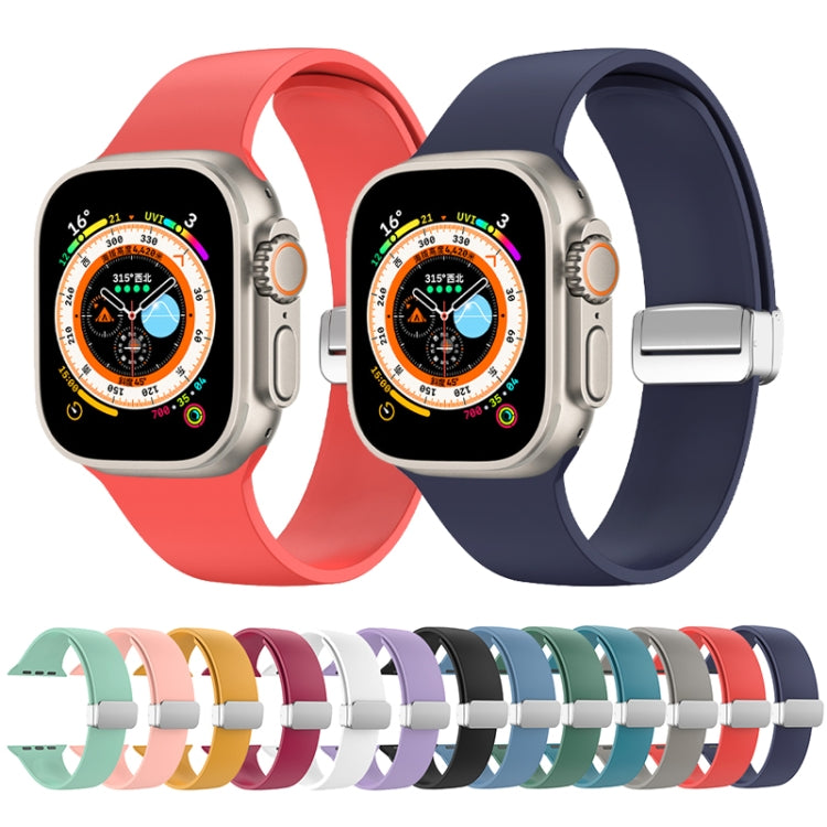 Folding Buckle Silicone Watch Band For Apple Watch Ultra 49mm(Light Blue) by buy2fix