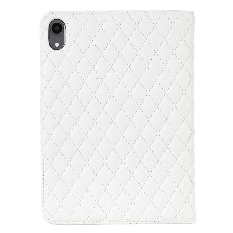 For iPad mini 6 / mini 2024 Elegant Rhombic Texture Horizontal Flip Leather Tablet Case(White) - iPad mini 6 Cases by buy2fix | Online Shopping UK | buy2fix