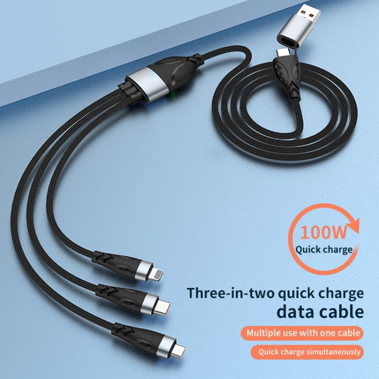ADC-008 100W USB/Type-C to Type-C + 8 Pin + Micro USB Two to Three Fully Compatible Fast Charge Data Cable, Length:1.2m by buy2fix