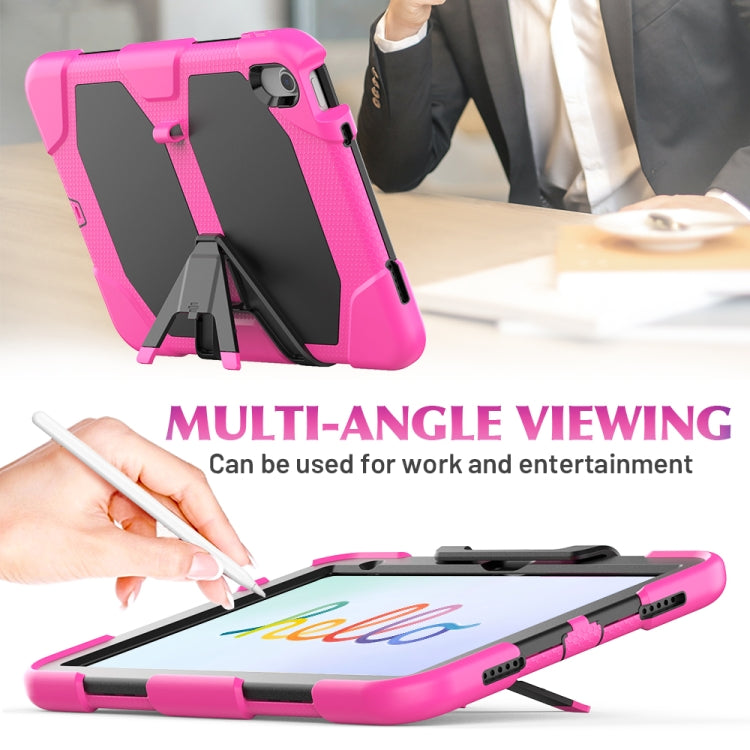 For iPad 2025 / 2022 Rugged Silicone Hard PC Tablet Case with Holder(Rose Red) - iPad 2025 / 2022 Cases by buy2fix | Online Shopping UK | buy2fix