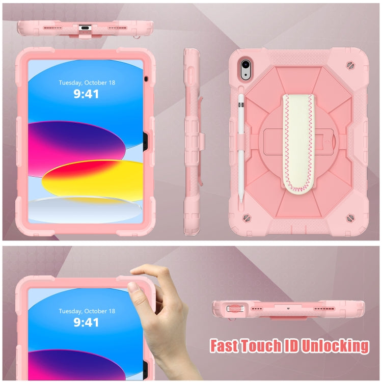 For iPad 2025 / 2022 Contrast Color Robot Shockproof Silicon + PC Tablet Protective Case with Crossbody Rope(Rose Gold) - iPad 2025 / 2022 Cases by buy2fix | Online Shopping UK | buy2fix