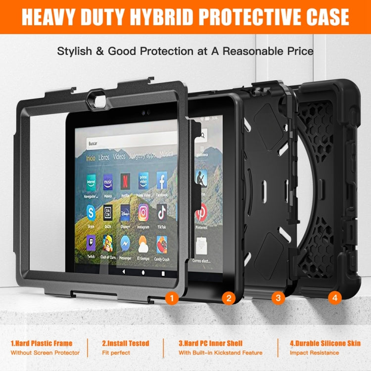 For Amazon Fire HD 8 2022 Hard PC Soft Silicone Full Body Protective Tablet Case(Black) - Amazon by buy2fix | Online Shopping UK | buy2fix