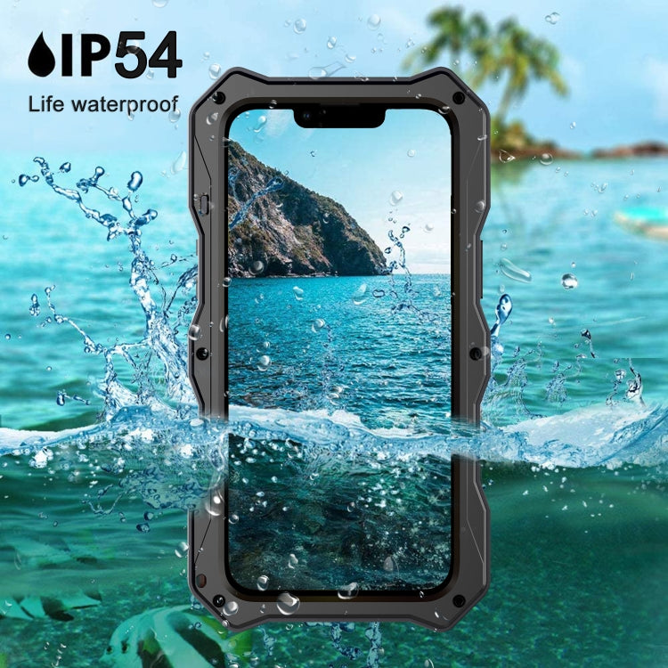 For iPhone 14 Pro Life Waterproof Camshield Tri-poof Metal Phone Case with Holder(Black) - iPhone 14 Pro Cases by buy2fix | Online Shopping UK | buy2fix