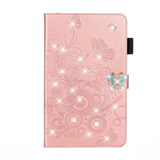 For iPad Pro 11 (2020) Diamond Encrusted Butterflies Embossing Pattern Horizontal Flip Leather Tablet Case with Holder & Card Slot(Rose Gold) - iPad Pro 11 (2020) Cases by buy2fix | Online Shopping UK | buy2fix