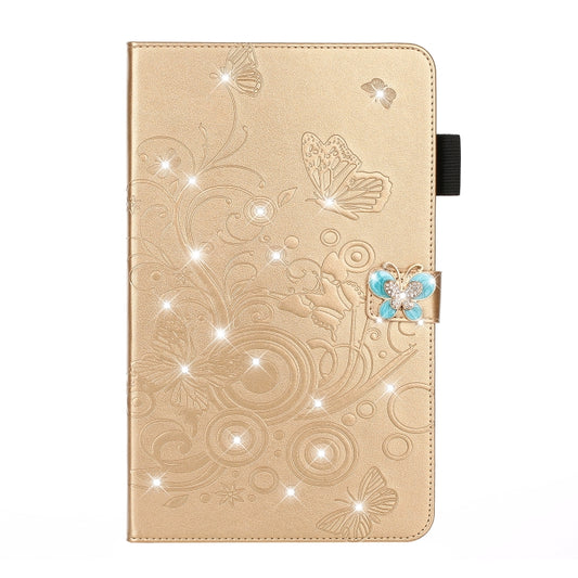 For iPad Pro 11 (2020) Diamond Encrusted Butterflies Embossing Pattern Horizontal Flip Leather Tablet Case with Holder & Card Slot(Gold) - iPad Pro 11 (2020) Cases by buy2fix | Online Shopping UK | buy2fix