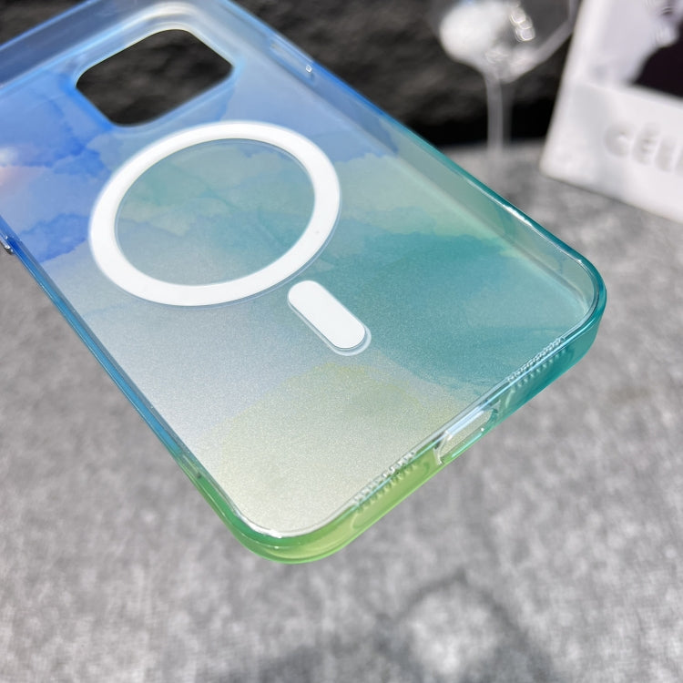 For iPhone 12 Pro MagSafe Magnetic Watercolor TPU Phone Case(Orange White) by buy2fix