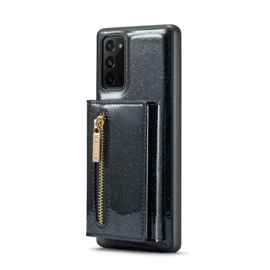 For Samsung Galaxy Note20 DG.MING M3 Series Glitter Powder Card Bag Leather Case(Black) by DG.MING