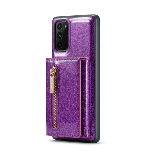 For Samsung Galaxy Note20 DG.MING M3 Series Glitter Powder Card Bag Leather Case(Dark Purple) by DG.MING