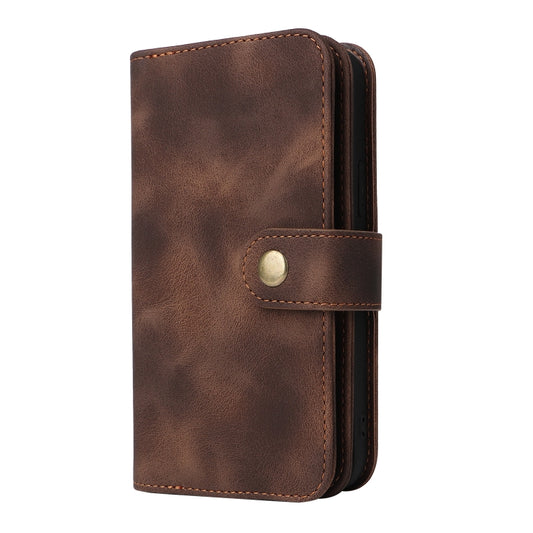For iPhone 13 Pro Multifunctional Card Slot Zipper Wallet Flip Leather Phone Case(Brown) - iPhone 13 Pro Cases by buy2fix | Online Shopping UK | buy2fix