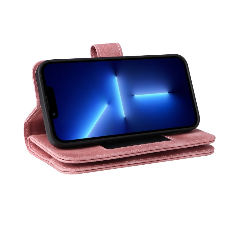 For iPhone 14 Plus Multifunctional Card Slot Zipper Wallet Flip Leather Phone Case(Rose Gold) - iPhone 14 Plus Cases by buy2fix | Online Shopping UK | buy2fix