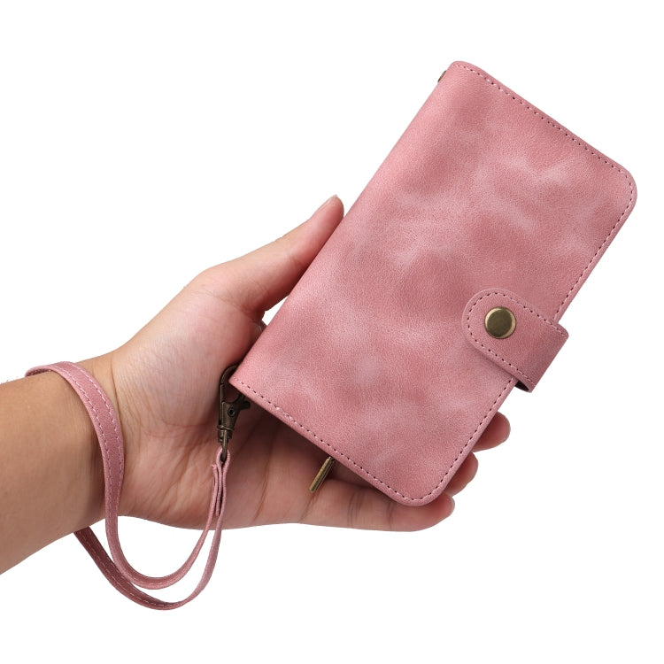 For iPhone 14 Plus Multifunctional Card Slot Zipper Wallet Flip Leather Phone Case(Rose Gold) - iPhone 14 Plus Cases by buy2fix | Online Shopping UK | buy2fix