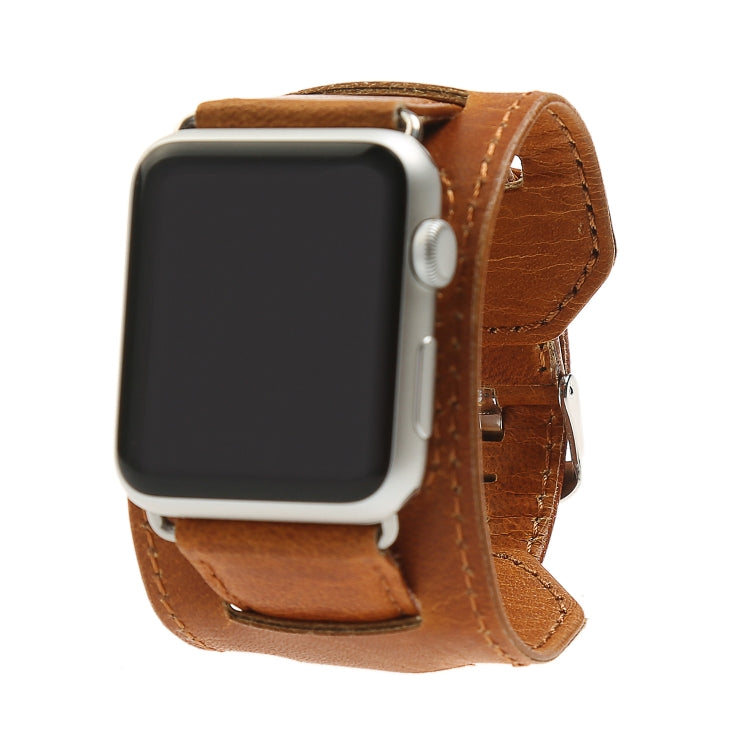 For Apple Watch 5 & 4 44mm / 3 & 2 & 1 42mm Crazy Horse Texture Bracelet Watch Band(Light Brown) by buy2fix