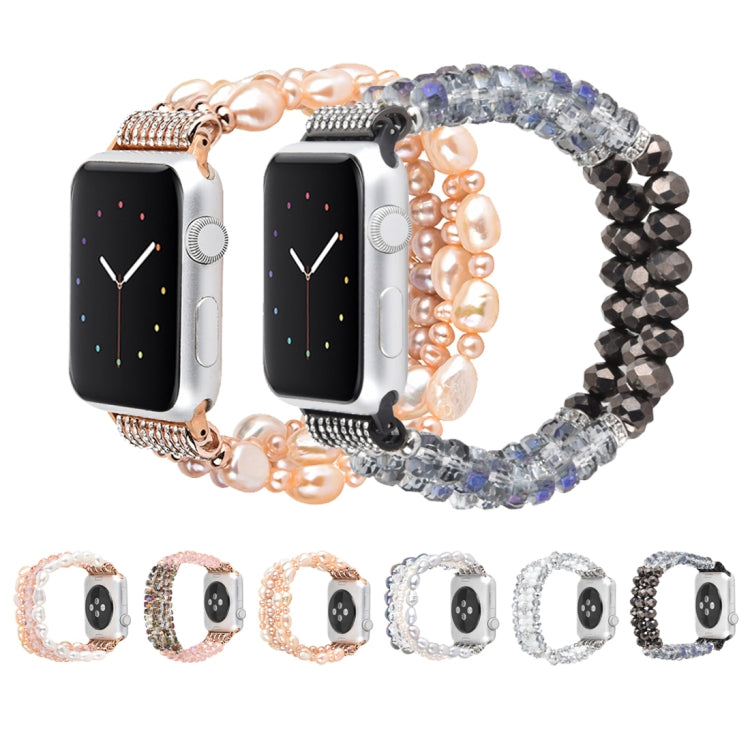For Apple Watch 5 & 4 44mm / 3 & 2 & 1 42mm Pearl Crystal Watch Band(Crystal Grey) by buy2fix