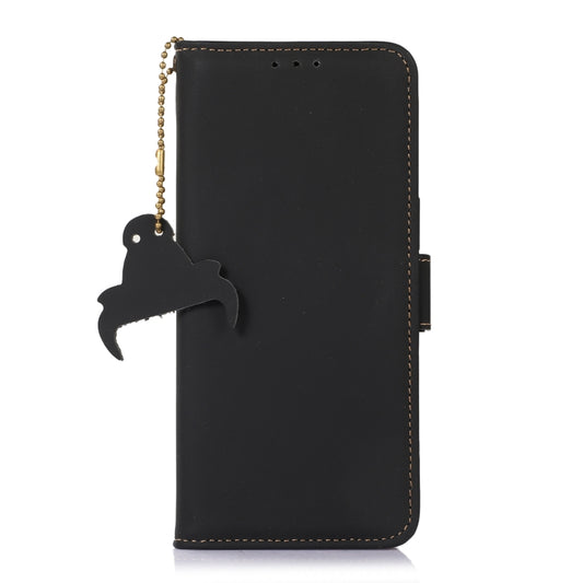 For iPhone 13 Genuine Leather Magnetic RFID Leather Phone Case(Black) - iPhone 13 Cases by buy2fix | Online Shopping UK | buy2fix