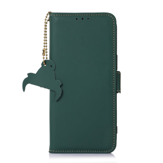 For iPhone 13 Genuine Leather Magnetic RFID Leather Phone Case(Green) - iPhone 13 Cases by buy2fix | Online Shopping UK | buy2fix
