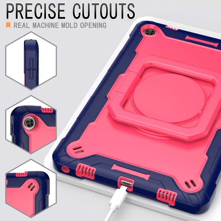 For Lenovo Tab M10 Plus 10.6 3rd Gen 2022 Silicone + PC Bracelet Holder Tablet Case(Navy Blue + Rose Red) - Lenovo by buy2fix | Online Shopping UK | buy2fix
