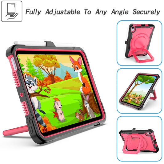 For iPad mini 2024 / mini 6 Silicone + PC Bracelet Holder Tablet Case(Black + Rose Red) - iPad mini 6 Cases by buy2fix | Online Shopping UK | buy2fix