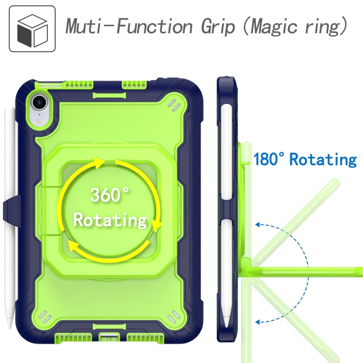 For iPad mini 2024 / mini 6 Silicone + PC Bracelet Holder Tablet Case(Navy Blue + Yellow Green) - iPad mini 6 Cases by buy2fix | Online Shopping UK | buy2fix