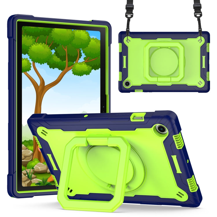 For Samsung Galaxy Tab A8 10.5 2021 Silicone + PC Bracelet Holder Tablet Case(Navy Blue + Yellow Green) - Other Galaxy Tab PC by buy2fix | Online Shopping UK | buy2fix