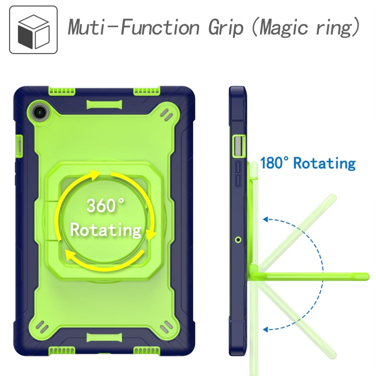 For Samsung Galaxy Tab A8 10.5 2021 Silicone + PC Bracelet Holder Tablet Case(Navy Blue + Yellow Green) - Other Galaxy Tab PC by buy2fix | Online Shopping UK | buy2fix