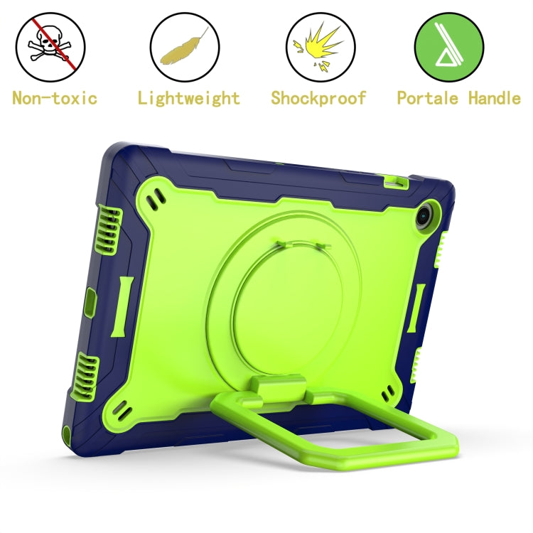 For Samsung Galaxy Tab A8 10.5 2021 Silicone + PC Bracelet Holder Tablet Case(Navy Blue + Yellow Green) - Other Galaxy Tab PC by buy2fix | Online Shopping UK | buy2fix