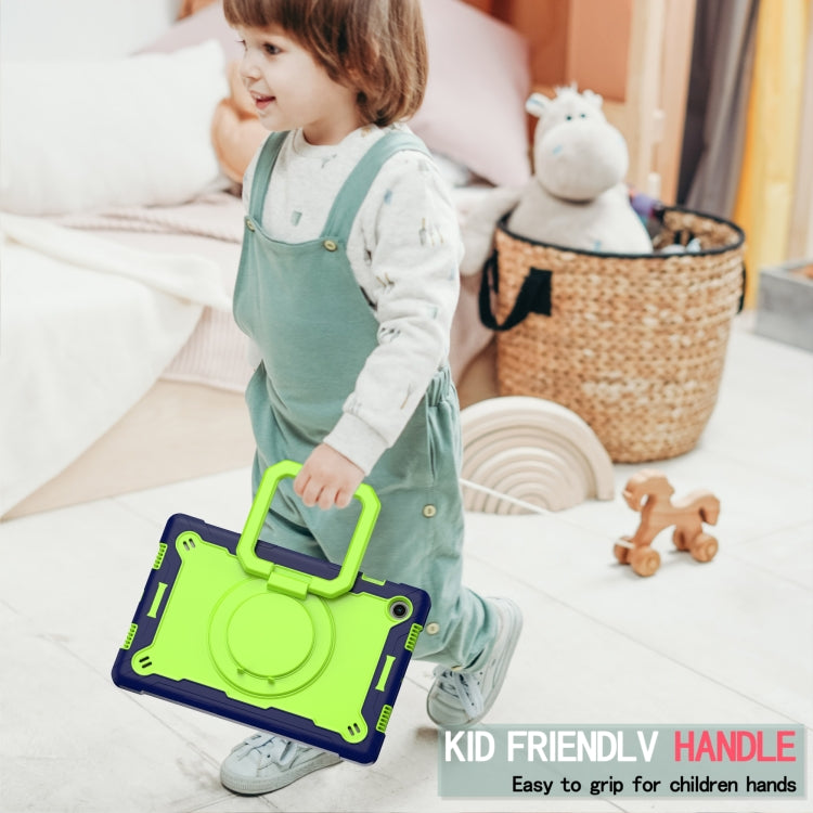 For Samsung Galaxy Tab A8 10.5 2021 Silicone + PC Bracelet Holder Tablet Case(Navy Blue + Yellow Green) - Other Galaxy Tab PC by buy2fix | Online Shopping UK | buy2fix